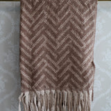 The Mocha Chevron Fringe Scarf