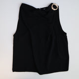 Chic Cowl Neck Gold Ring Blouse Top