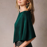 Slouchy Neckline Poncho Knit Top, Rust