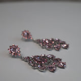 Rose gold pink leaf dangling earrings