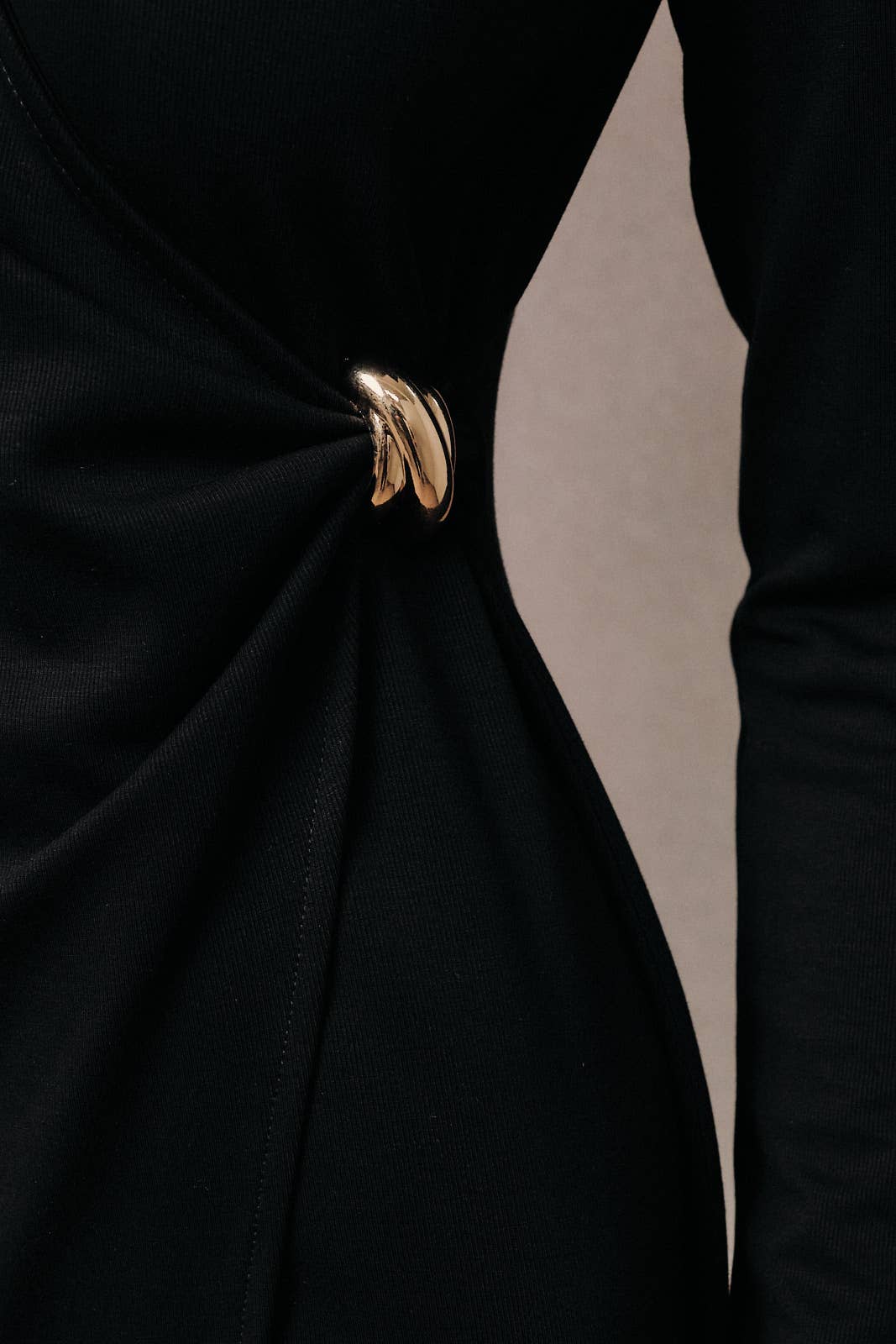 Black Wrap Midi V-Neck Dress