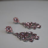 Rose gold pink leaf dangling earrings