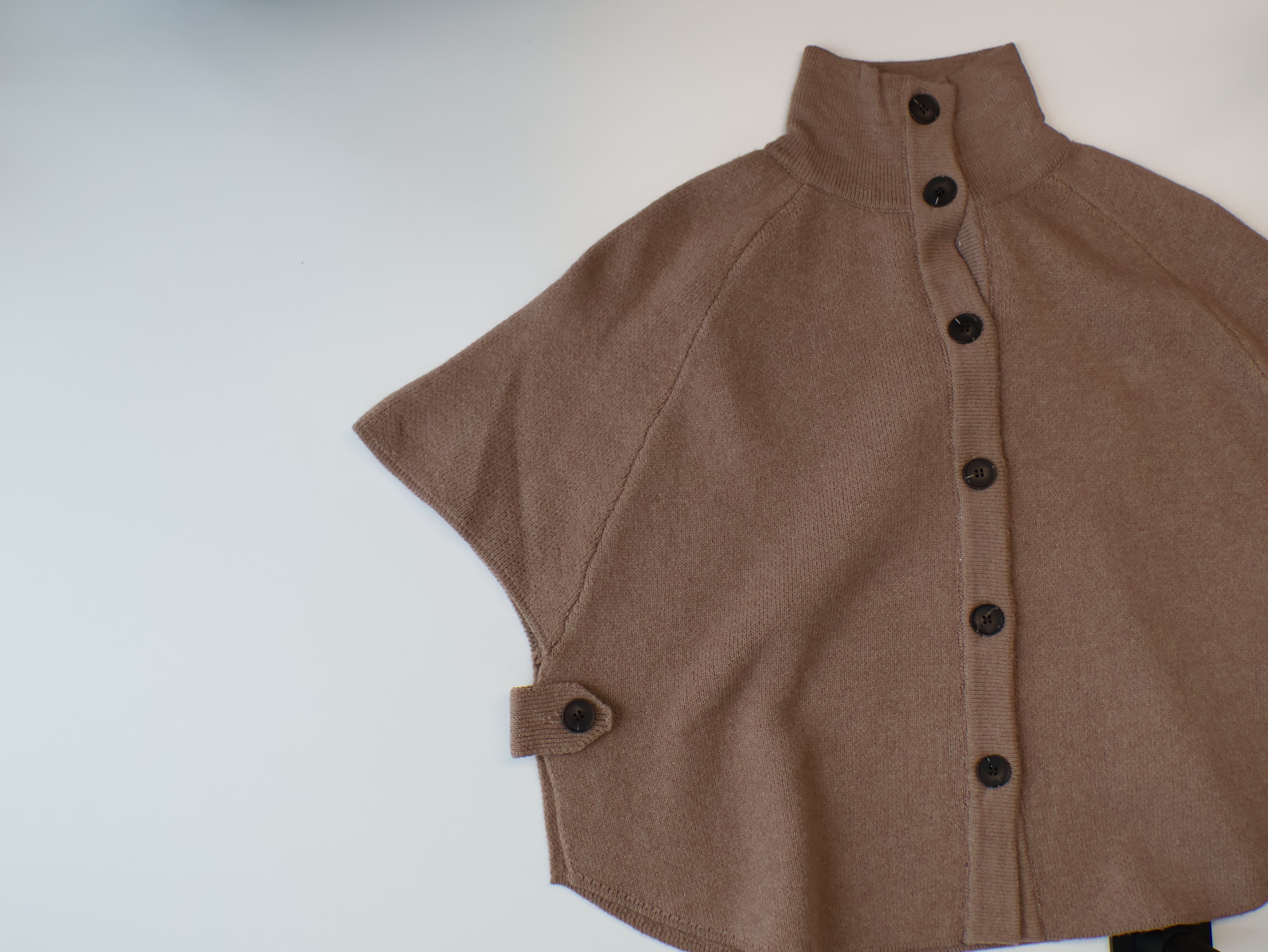 Mock Neck Button Down Knit Poncho