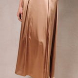 High Waist Satin Midi Skirt Creamsicle