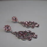 Rose gold pink leaf dangling earrings