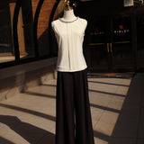 Chambray Palazzo Pants, Black