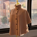 Mock Neck Button Down Knit Poncho
