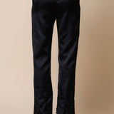 Beaded Satin Pants, Black