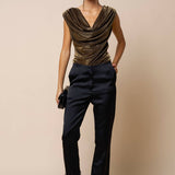 Beaded Satin Pants, Black
