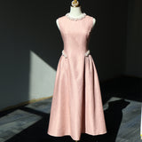 Pearl-Embellished Jacquard Midi Dress, Mauve