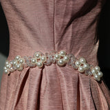 Pearl-Embellished Jacquard Midi Dress, Mauve