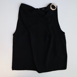 Chic Cowl Neck Gold Ring Blouse Top