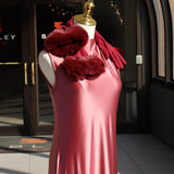 DRAPED NECKLINE SLEEVELESS MAXI DRESS