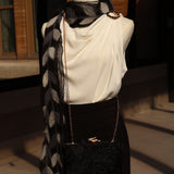 Chic Cowl Neck Gold Ring Blouse Top White