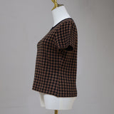 Gingham Sweater Soft Knit Crew Neck