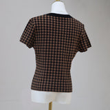 Gingham Sweater Soft Knit Crew Neck