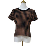 Gingham Sweater Soft Knit Crew Neck