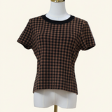 Gingham Sweater Soft Knit Crew Neck