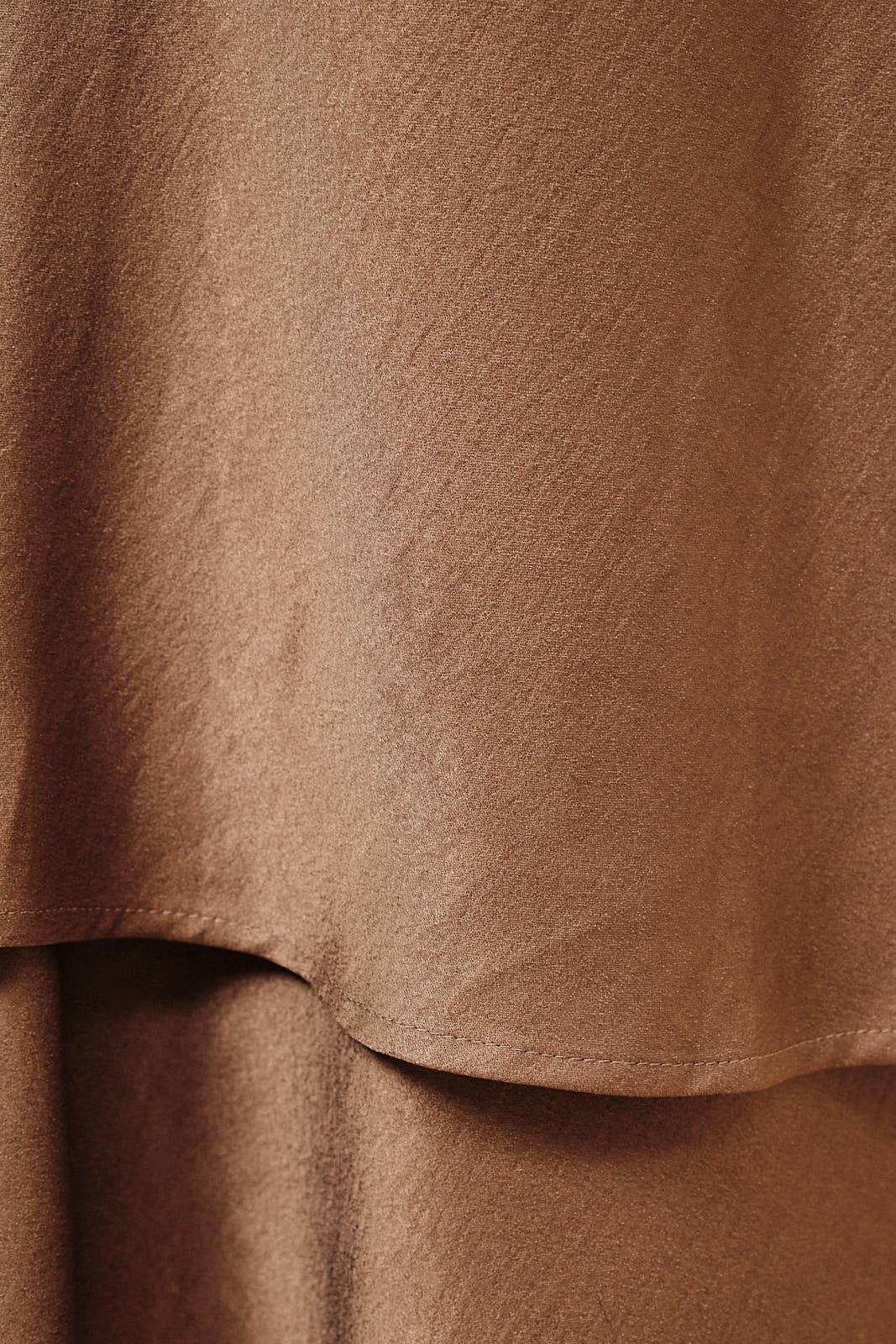 High Waist Double Layer Pull-On Bias Midi Skirt, Mocha