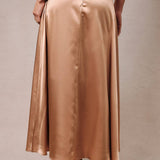 High Waist Satin Midi Skirt Creamsicle