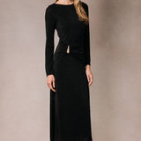 Boat Neck Maxi Dress, Black