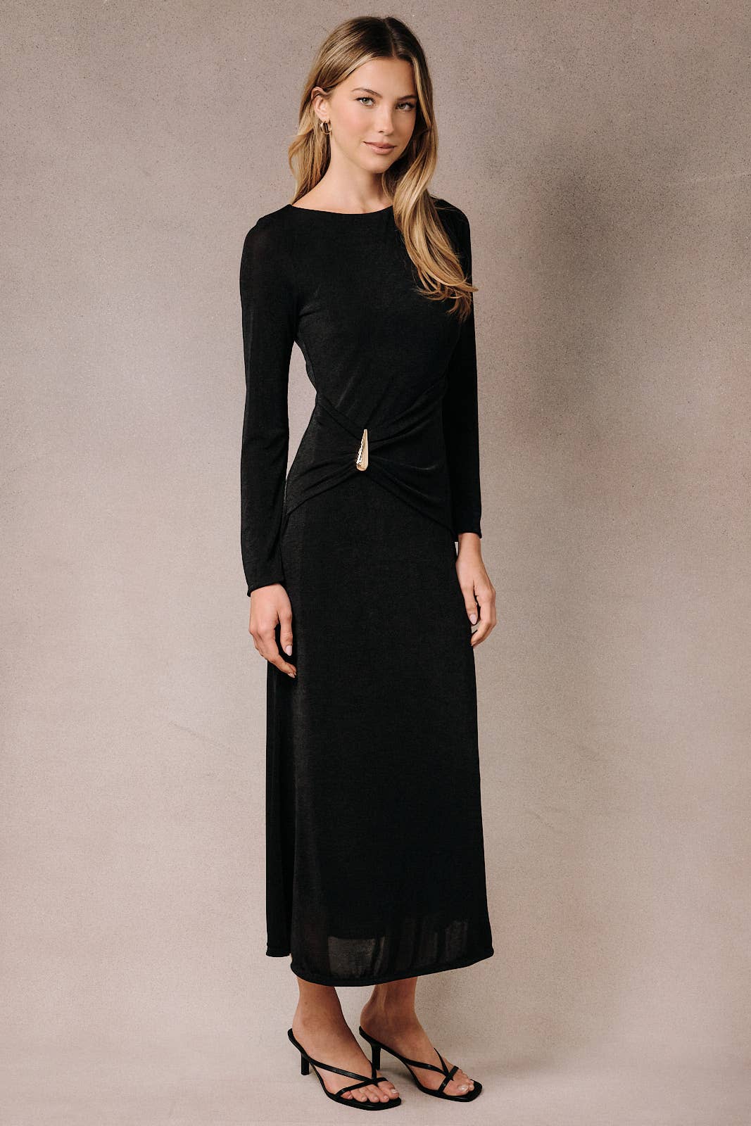 Boat Neck Maxi Dress, Black
