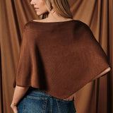 Slouchy Neckline Poncho Knit Top, Rust